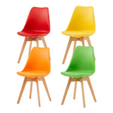 Lot de 4 chaises avec pieds en hêtre - Couleurs mélangées - TULIP