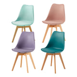 Lot de 4 chaises avec pieds en hêtre - Couleurs mélangées - TULIP