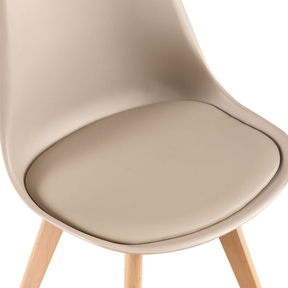 Chaises de salle à manger avec pieds en hêtre Lot de 2/4 - Kaki clair - TULIP