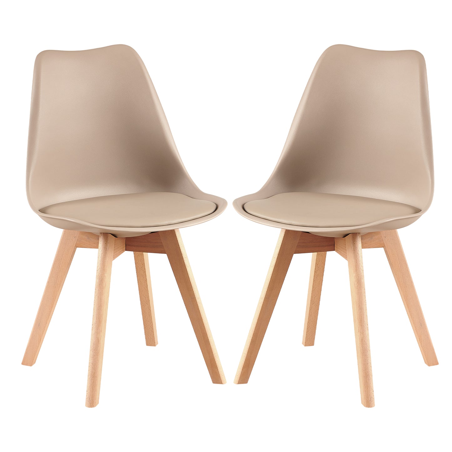 Chaises de salle à manger avec pieds en hêtre Lot de 2/4 - Kaki clair - TULIP