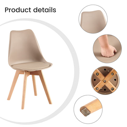 Chaises de salle à manger avec pieds en hêtre Lot de 2/4 - Kaki clair - TULIP
