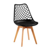 Chaise de salle à manger créative LEYDEN avec pieds en hêtre (lot de 2/4) - Noir/blanc