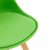 TULIP Chaise de Salle à Manger en Bois de Frêne avec Siège en PU - Rouge/Vert/Jaune