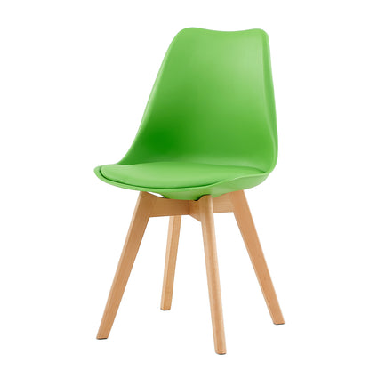 Chaise de Salle à Manger en Bois de Frêne avec Siège en PU - Rouge/Vert/Jaune-TULIP