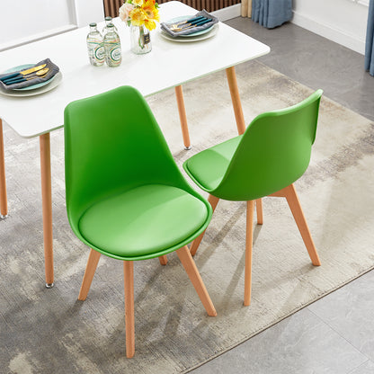 Chaise de Salle à Manger en Bois de Frêne avec Siège en PU - Rouge/Vert/Jaune-TULIP