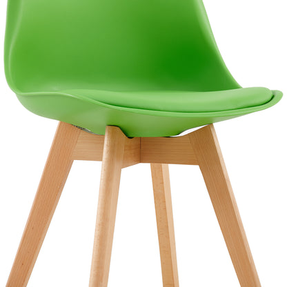 Chaise de Salle à Manger en Bois de Frêne avec Siège en PU - Rouge/Vert/Jaune-TULIP