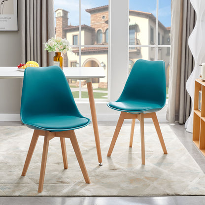 Chaise en Bois de Hêtre avec Coque Plastique et Coussin en PU - Design TULIP Moderne pour Salle à Manger