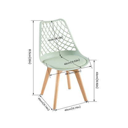 Chaises de salle à manger modernes LEYDEN avec dossier ajouré, pieds en hêtre, lot de 2/4, Bleu Gris Clair/Vert Glace