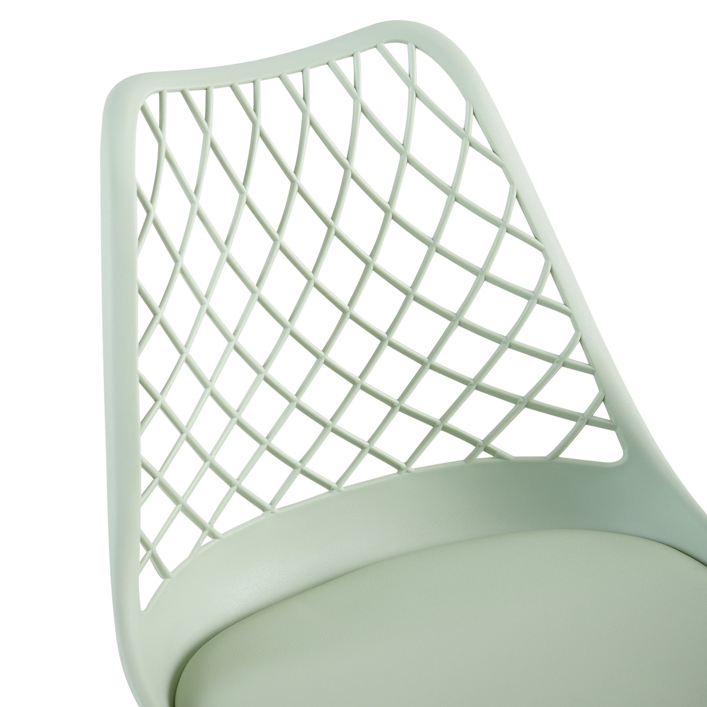 Chaises de salle à manger modernes LEYDEN avec dossier ajouré, pieds en hêtre, lot de 2/4, Bleu Gris Clair/Vert Glace