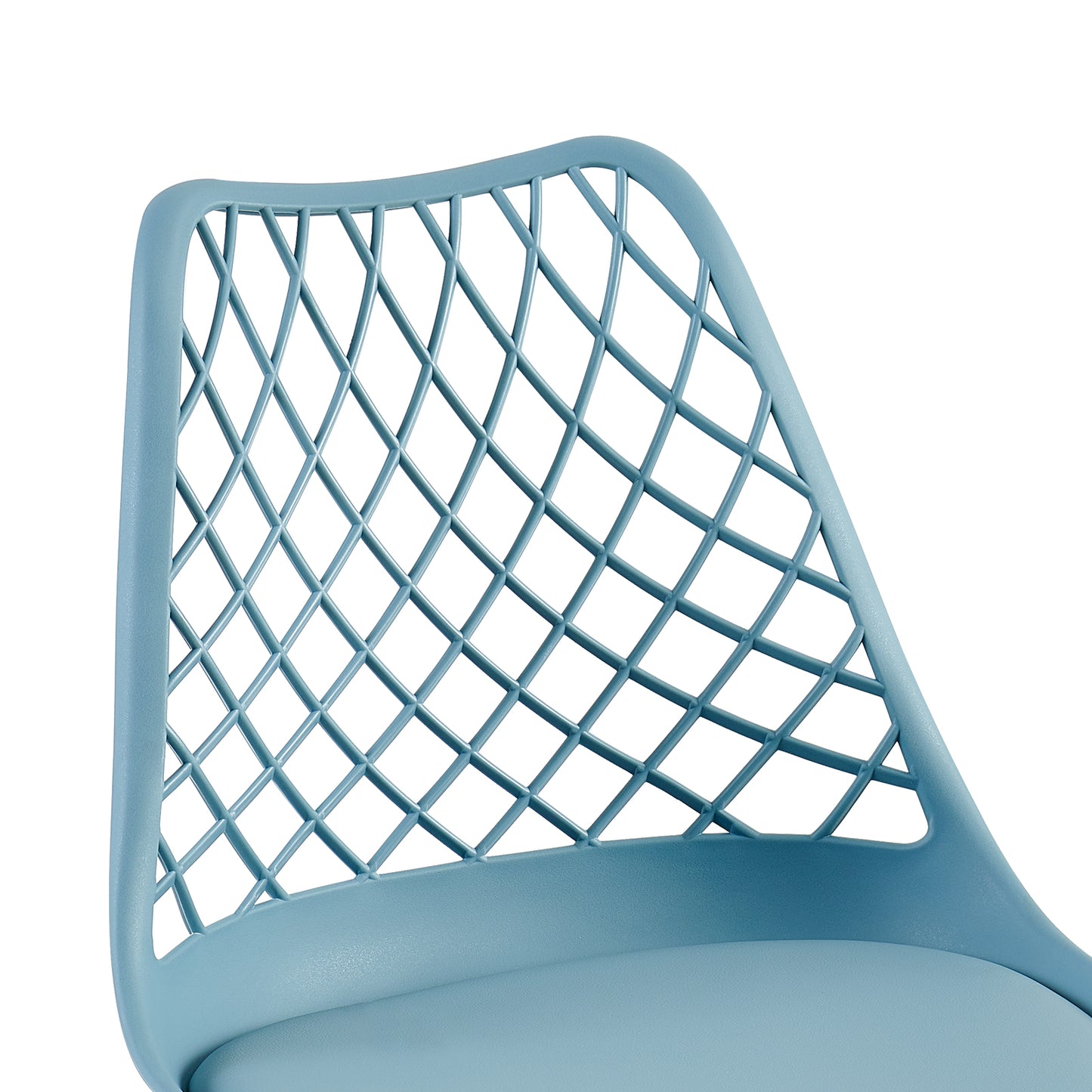 Chaises de salle à manger modernes LEYDEN avec dossier ajouré, pieds en hêtre, lot de 2/4, Bleu Gris Clair/Vert Glace