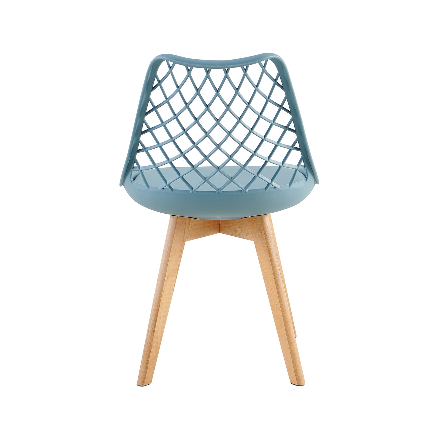 Chaises de salle à manger modernes LEYDEN avec dossier ajouré, pieds en hêtre, lot de 2/4, Bleu Gris Clair/Vert Glace