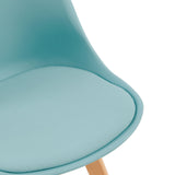 TULIP Chaise de Salle à Manger en PU avec Pieds en Bois de Frêne - Bleu Clair/ Vert Foncé