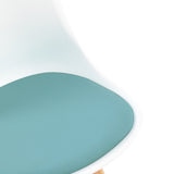 Chaise de salle à manger TULIP PP avec piètement en hêtre - blanche avec coussins d'assise multicolores