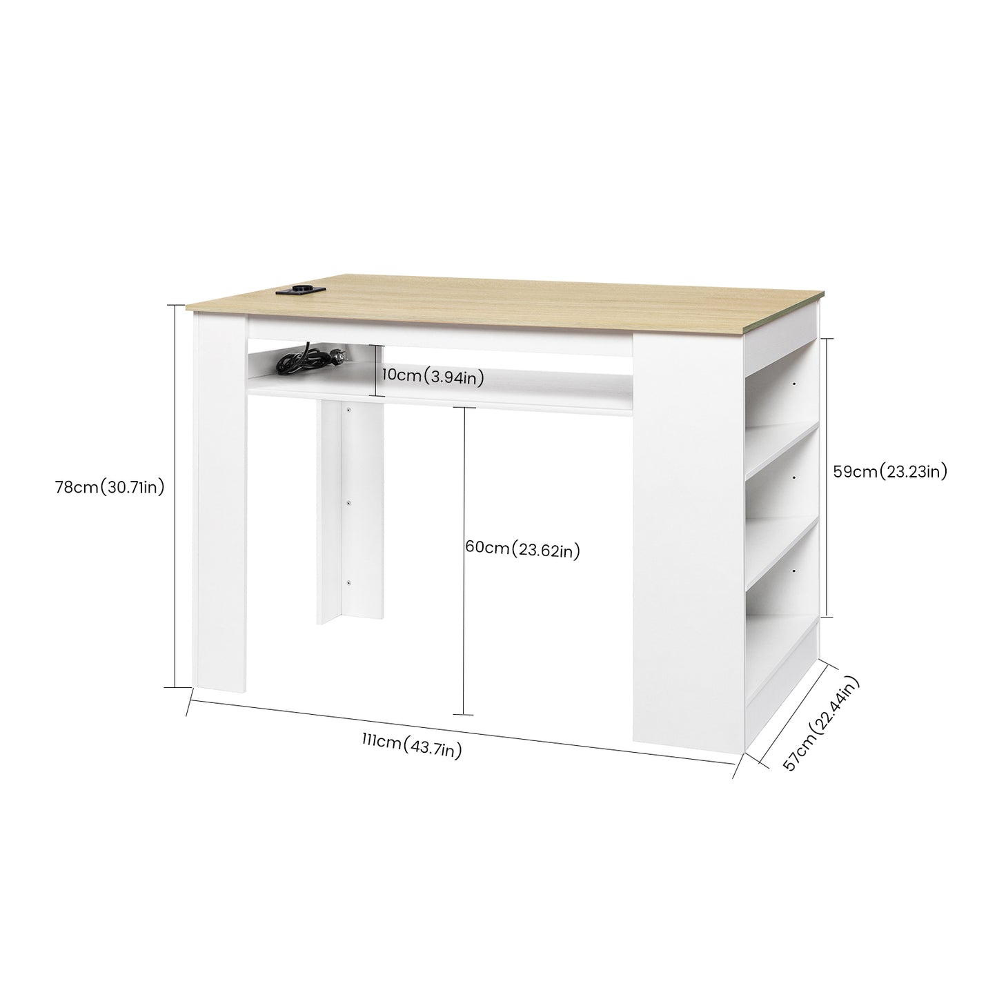 Bureau moderne TURLEY avec compartiments - Noir/Blanc