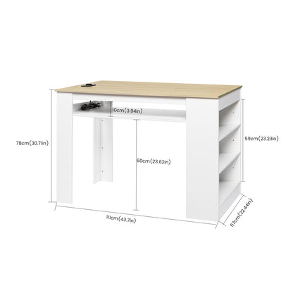 Bureau moderne TURLEY avec compartiments - Noir/Blanc