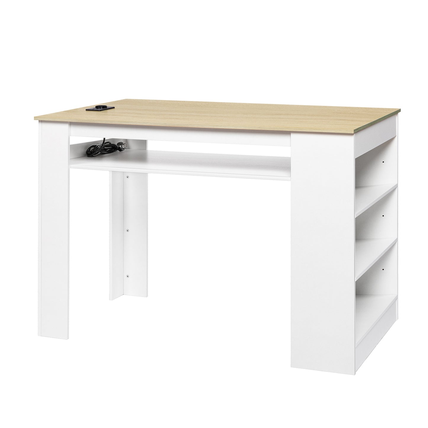 Bureau moderne TURLEY avec compartiments - Noir/Blanc