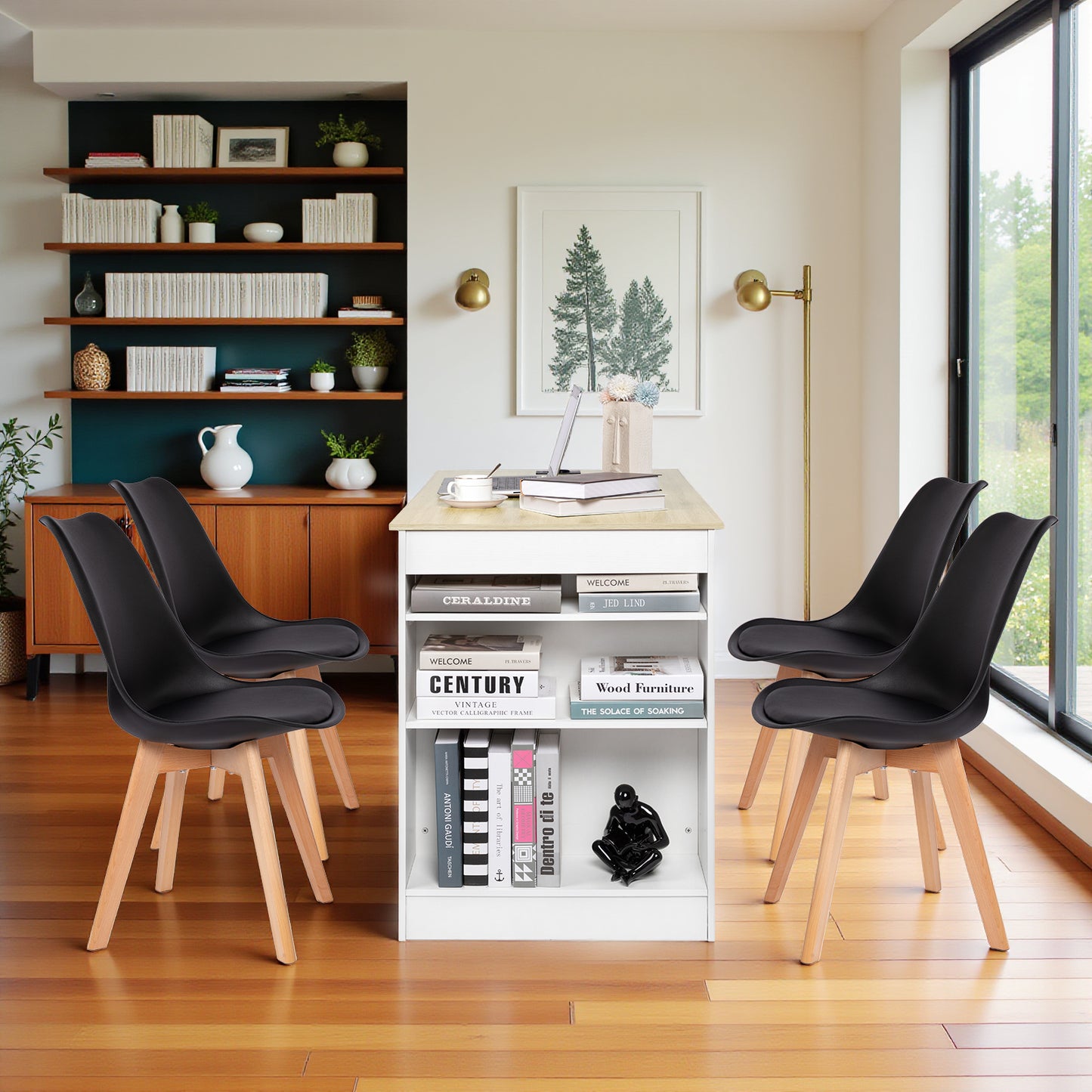 Bureau moderne TURLEY avec compartiments - Noir/Blanc