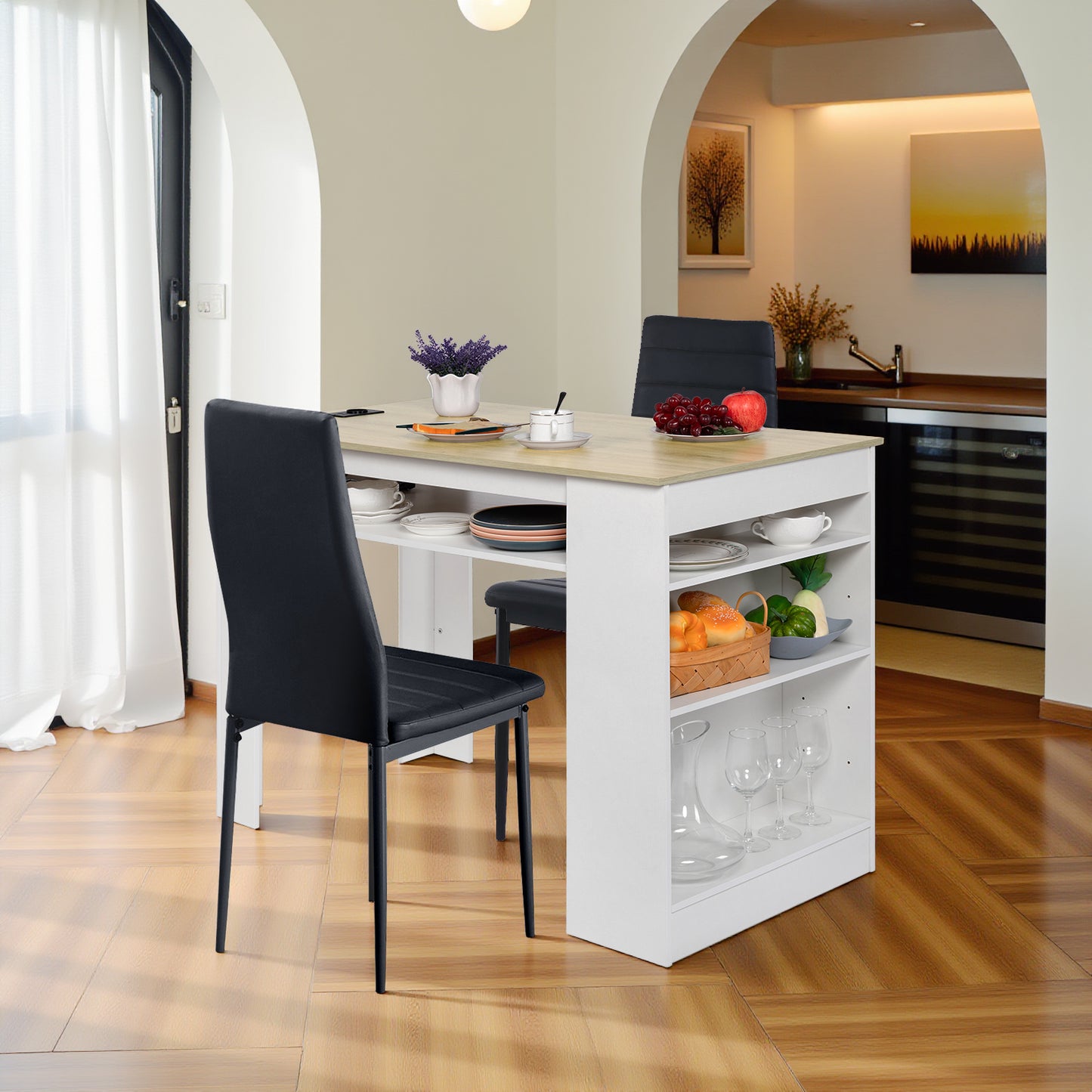 Bureau moderne TURLEY avec compartiments - Noir/Blanc