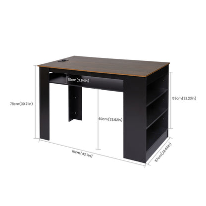 Bureau moderne TURLEY avec compartiments - Noir/Blanc