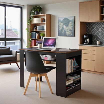 Bureau moderne TURLEY avec compartiments - Noir/Blanc