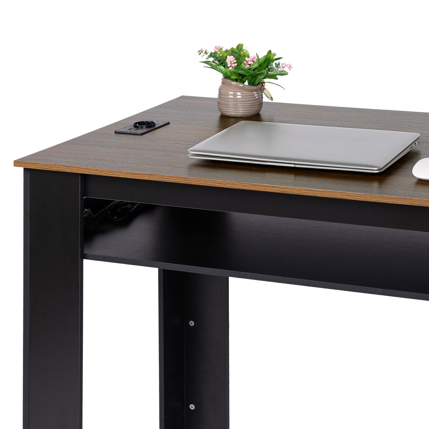 Bureau moderne TURLEY avec compartiments - Noir/Blanc