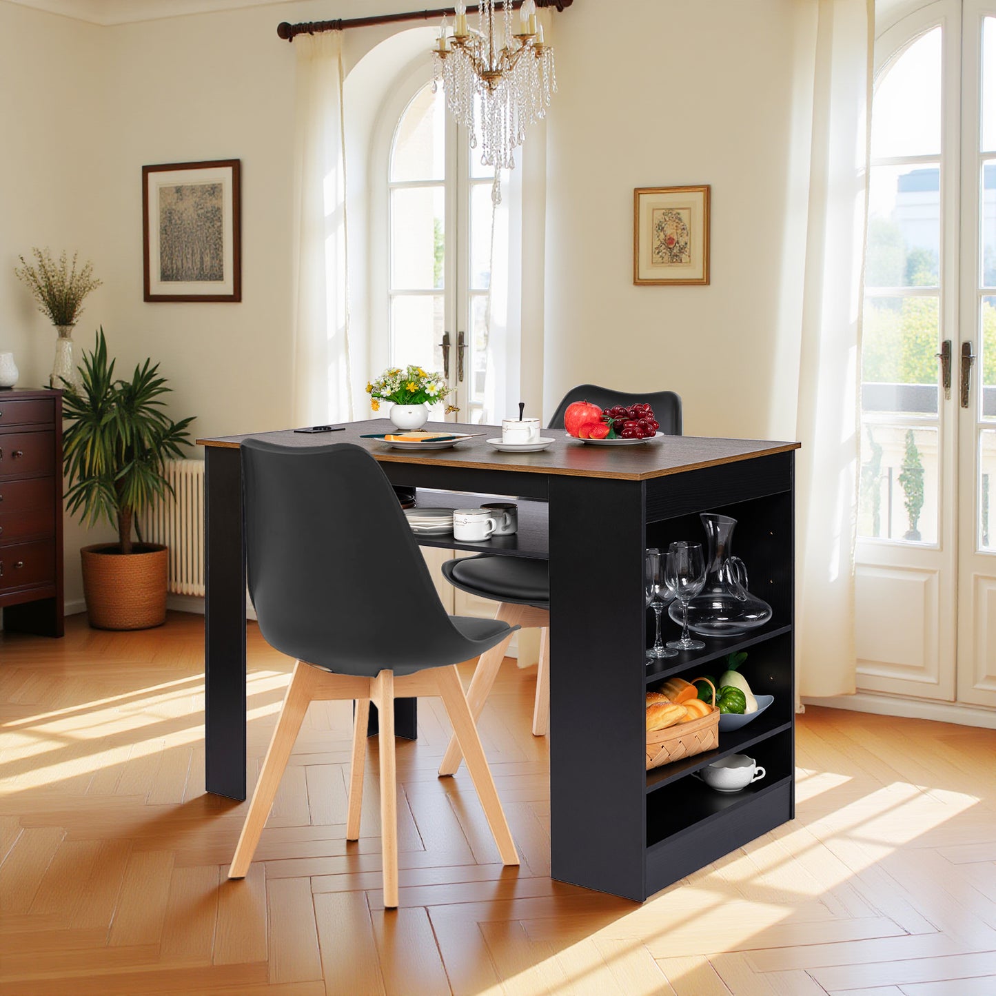 Bureau moderne TURLEY avec compartiments - Noir/Blanc