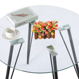 Table à Manger Verre avec Pieds en Métal 80 * 80 * 76 cm - Transparent
