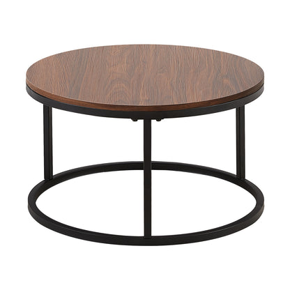 VARESE Table basse gigogne Φ80*45cm/Φ60*35 - Couleur marron/MARBRE