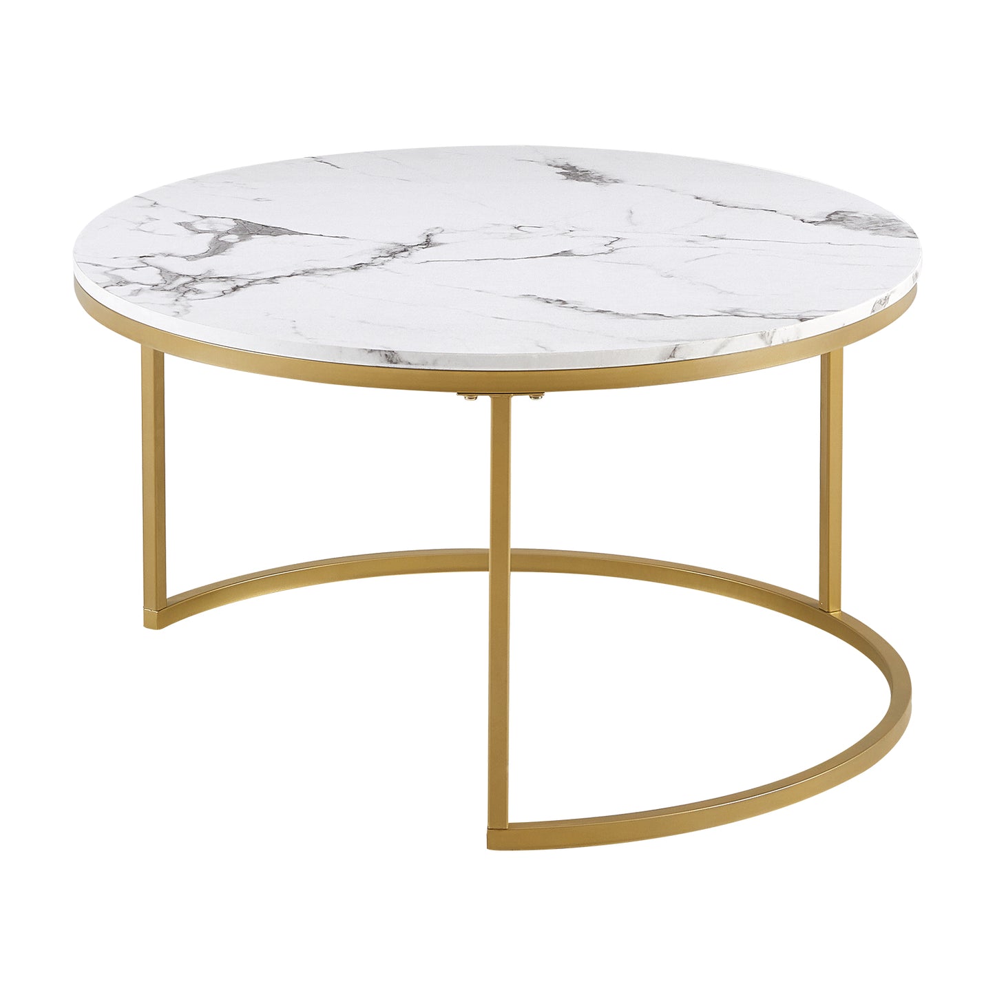 VARESE Table basse gigogne Φ80*45cm/Φ60*35 - Couleur marron/MARBRE