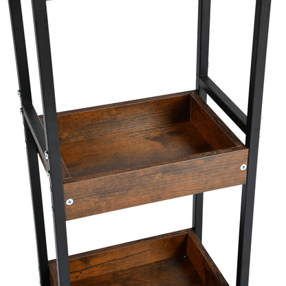 Étagère de rangement à trois niveaux VERO - Couleur Feu/CHÊNE