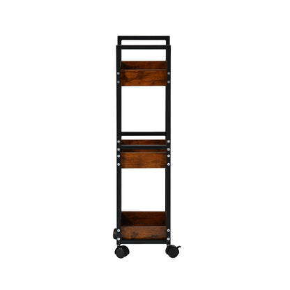 Étagère de rangement à trois niveaux VERO - Couleur Feu/CHÊNE