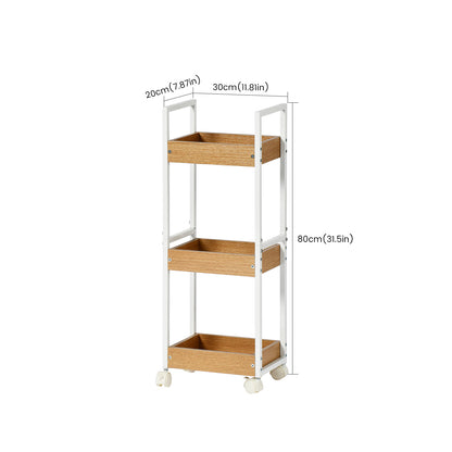 Étagère de rangement à trois niveaux VERO - Couleur Feu/CHÊNE