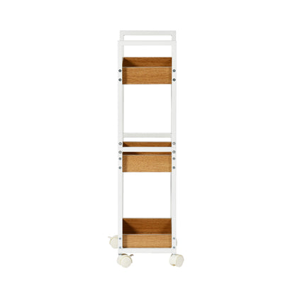 Étagère de rangement à trois niveaux VERO - Couleur Feu/CHÊNE