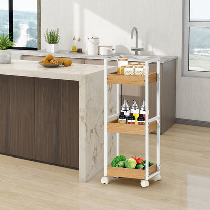 Étagère de rangement à trois niveaux VERO - Couleur Feu/CHÊNE