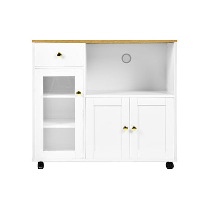Buffet VIDOR, meuble de cuisine avec support pour micro-ondes - Blanc