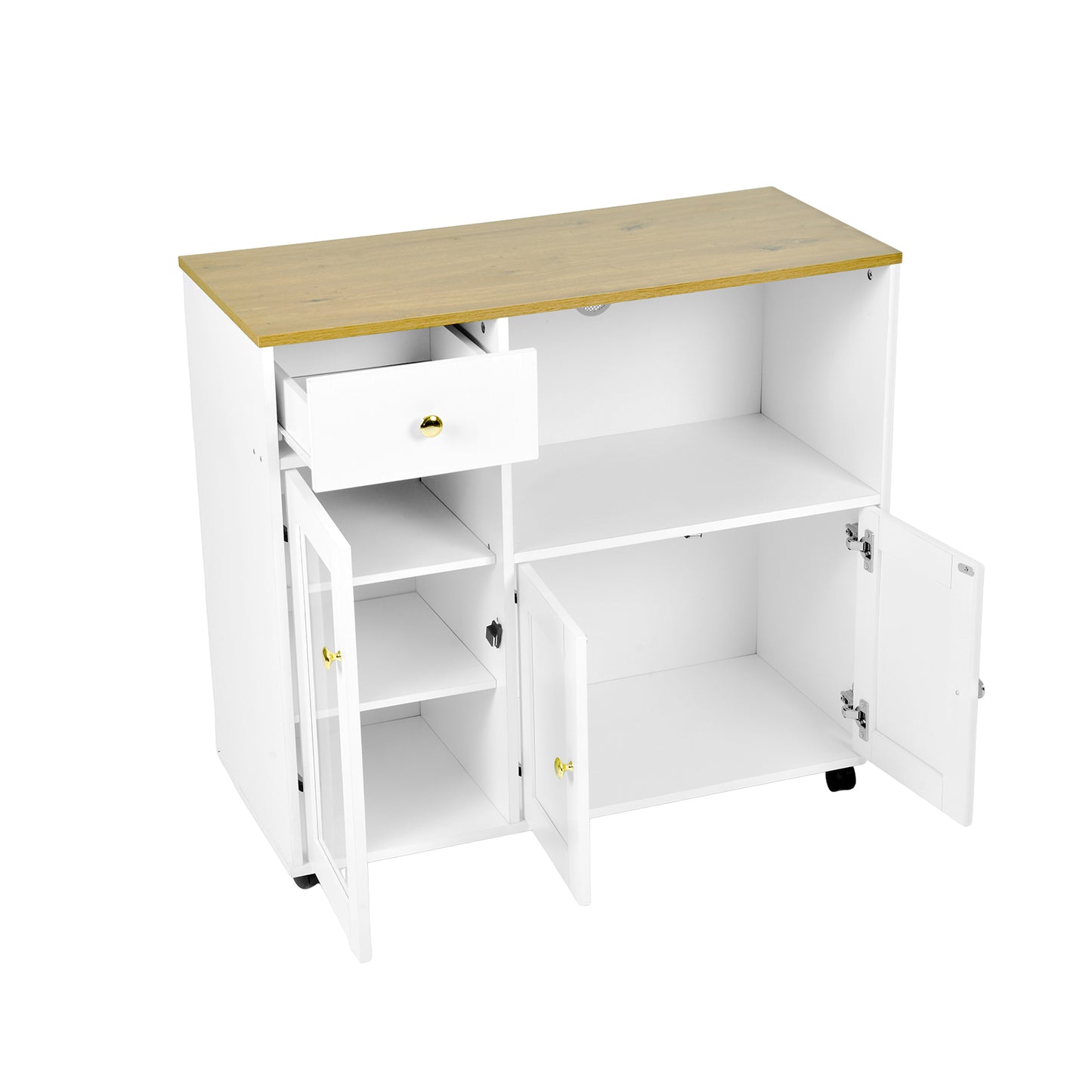 Buffet VIDOR, meuble de cuisine avec support pour micro-ondes - Blanc