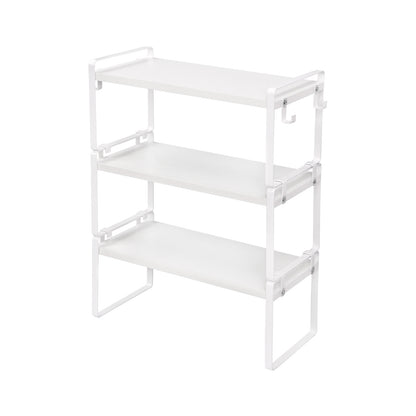 PONCE Étagère de rangement empilable pour cuisine, gain de place, 1/3/5 pièces - Feu/Bois/Blanc