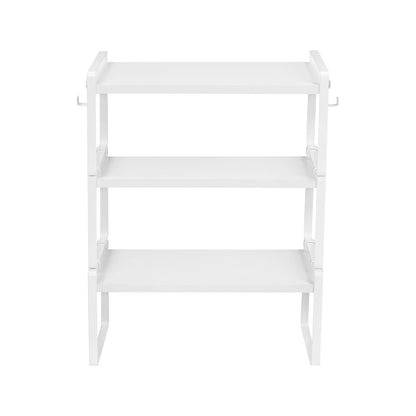 PONCE Étagère de rangement empilable pour cuisine, gain de place, 1/3/5 pièces - Feu/Bois/Blanc