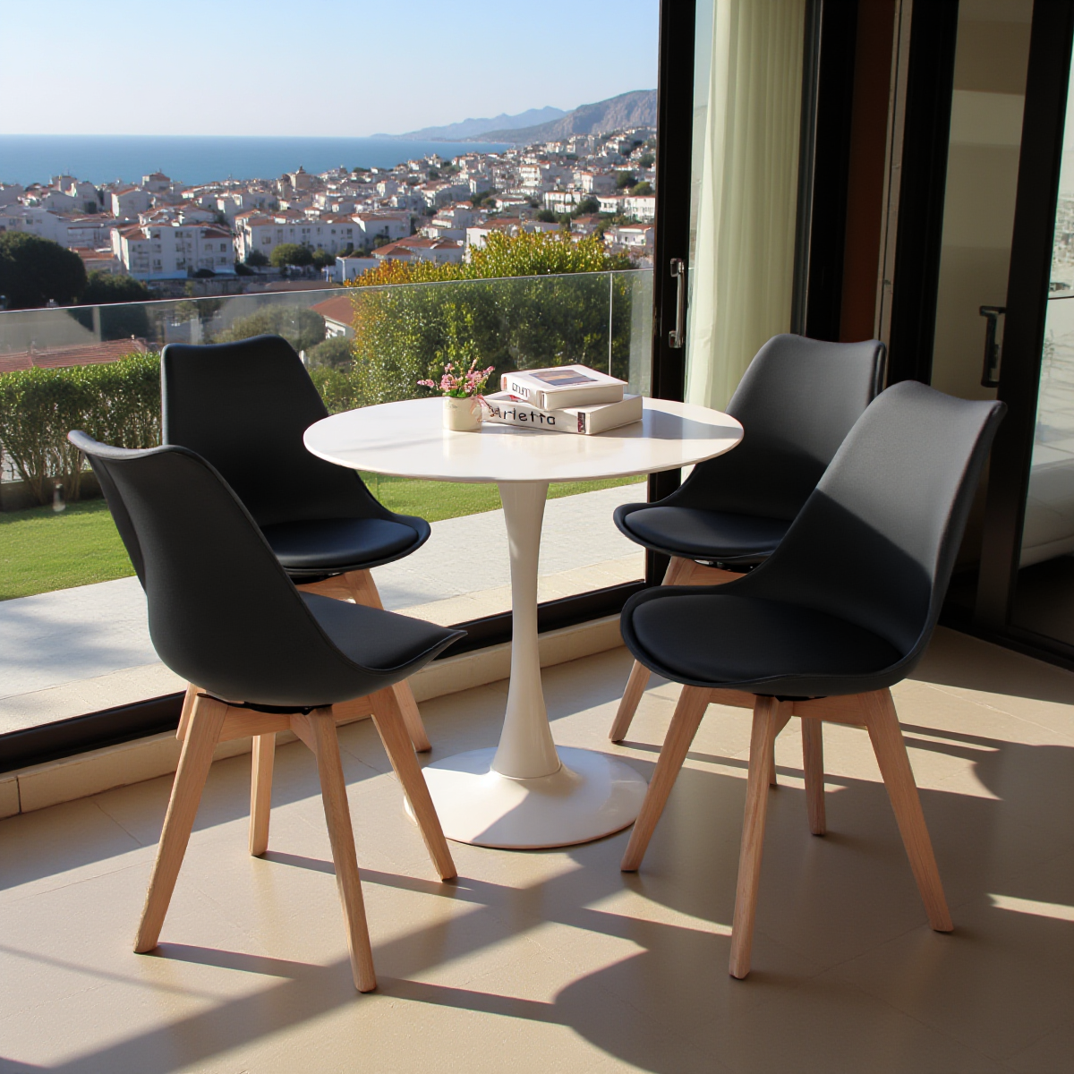 Ensemble de chaises de salle à manger pivotantes sans accoudoirs 360° – Set de 2/4 VINCO – Noir/Blanc/Gris