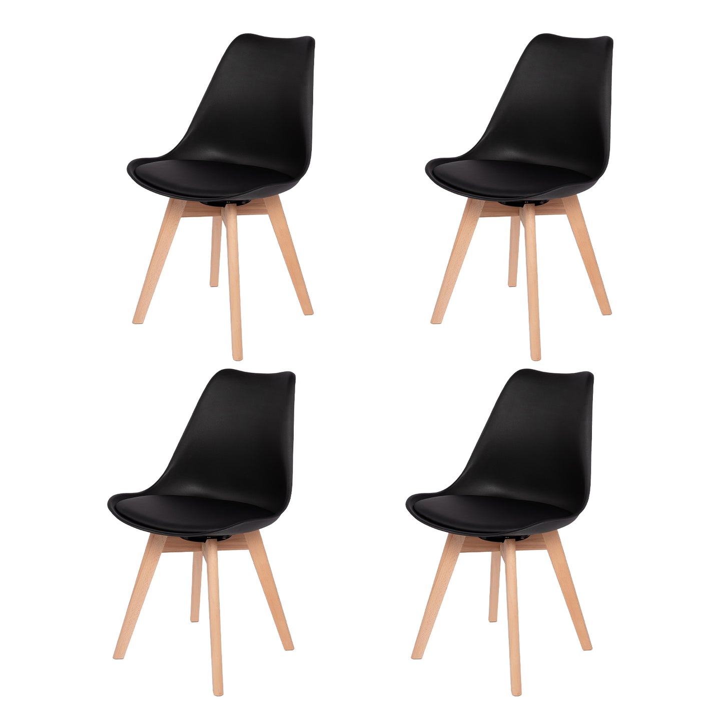 Ensemble de chaises de salle à manger pivotantes sans accoudoirs 360° – Set de 2/4 VINCO – Noir/Blanc/Gris