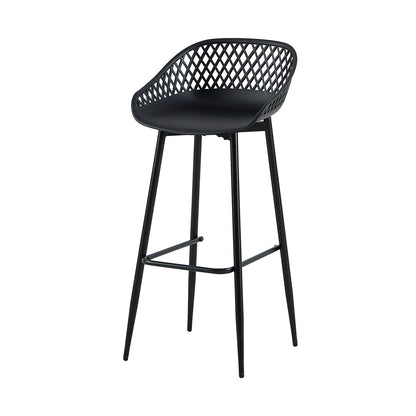 Lot de 4 chaises de bar en fer de style industriel moderne avec dossier creux respirant - Noir/Blanc