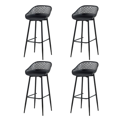 Lot de 4 chaises de bar en fer de style industriel moderne avec dossier creux respirant - Noir/Blanc