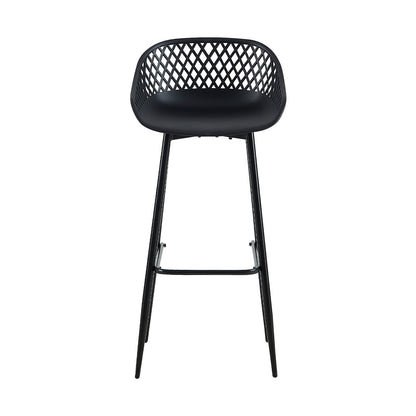 Lot de 4 chaises de bar en fer de style industriel moderne avec dossier creux respirant - Noir/Blanc