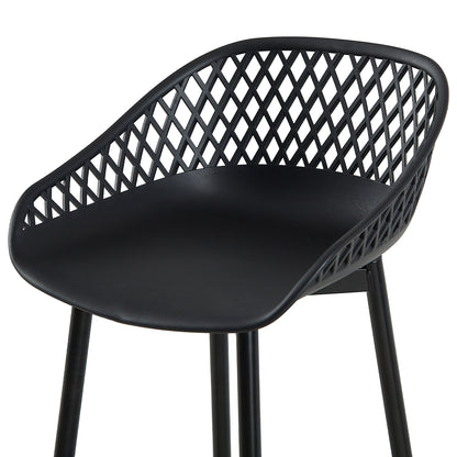 Lot de 4 chaises de bar en fer de style industriel moderne avec dossier creux respirant - Noir/Blanc