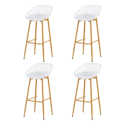 Lot de 4 chaises de bar en fer de style industriel moderne avec dossier creux respirant - Noir/Blanc