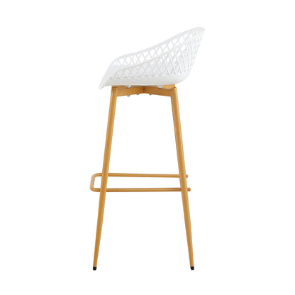 Lot de 4 chaises de bar en fer de style industriel moderne avec dossier creux respirant - Noir/Blanc