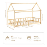 Lit Cabane Pour maison Enfants avec 196*97cm- Bois/Blanc - YORK