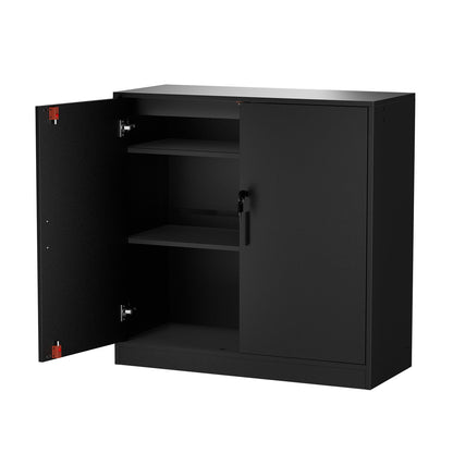 Casier de rangement ZAPATA à double porte et double compartiment avec serrure - Noir