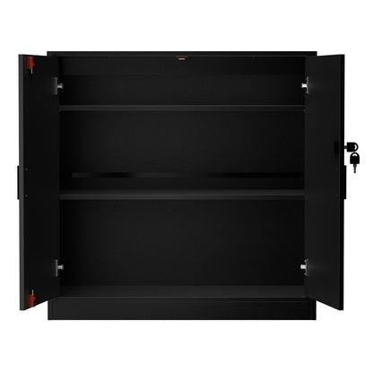 Casier de rangement ZAPATA à double porte et double compartiment avec serrure - Noir
