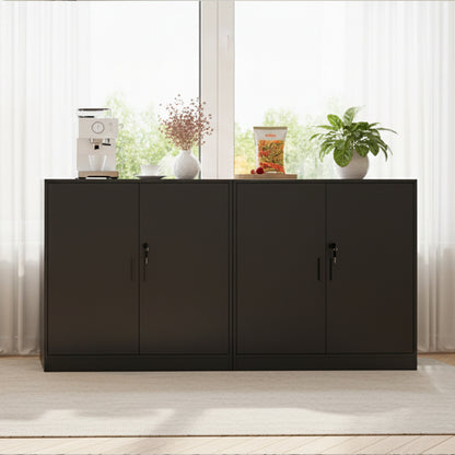 Casier de rangement ZAPATA à double porte et double compartiment avec serrure - Noir